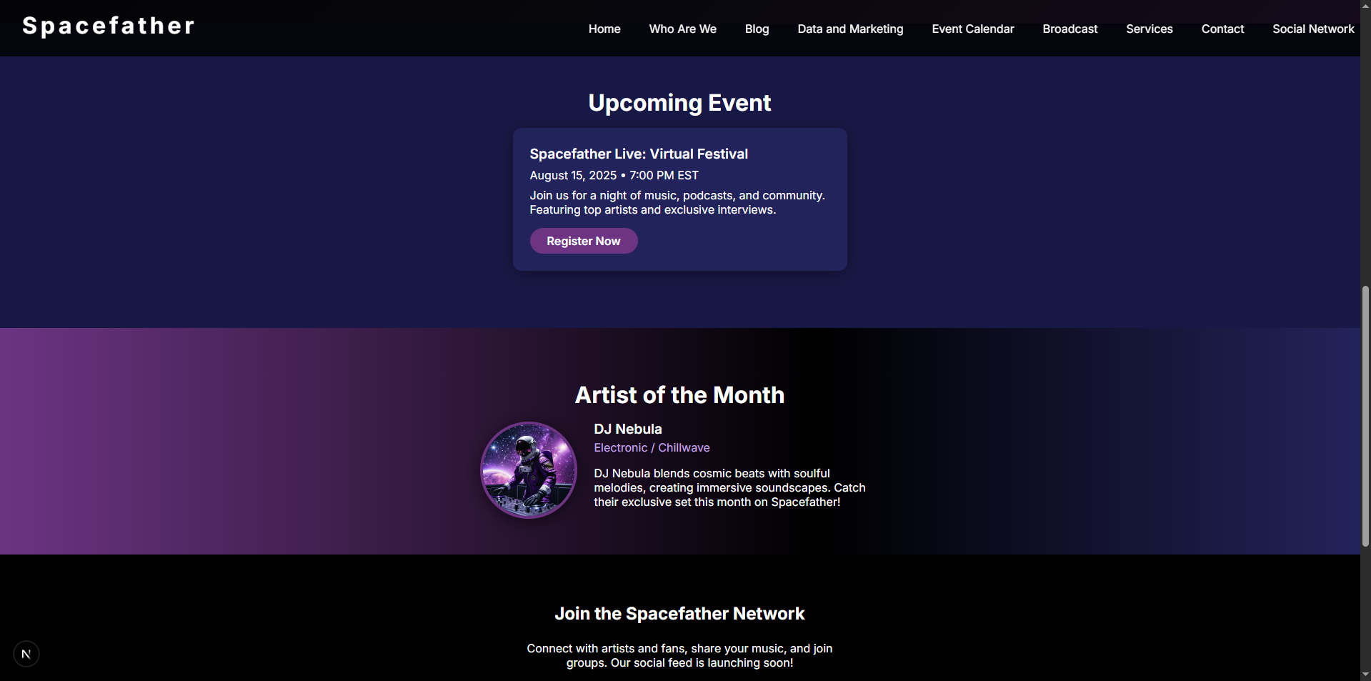 Space Father Website Preview